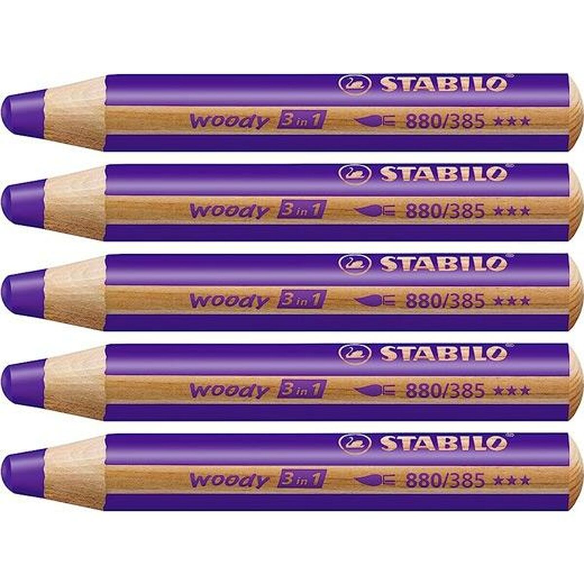 Lápis de cores Stabilo Woody Violeta 3 em 1 (5 Unidades)