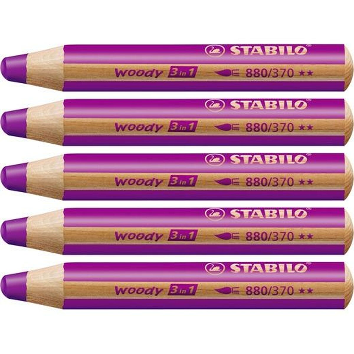 Lápis de cores Stabilo Woody Lilás 3 em 1 (5 Unidades)
