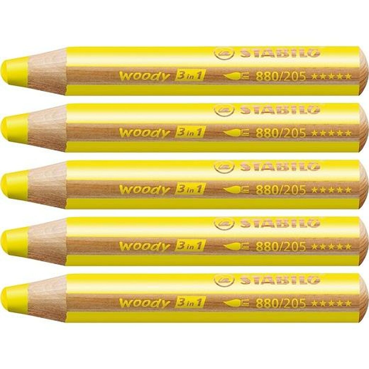 Lápis de cores Stabilo Woody Amarelo 3 em 1 (5 Unidades)