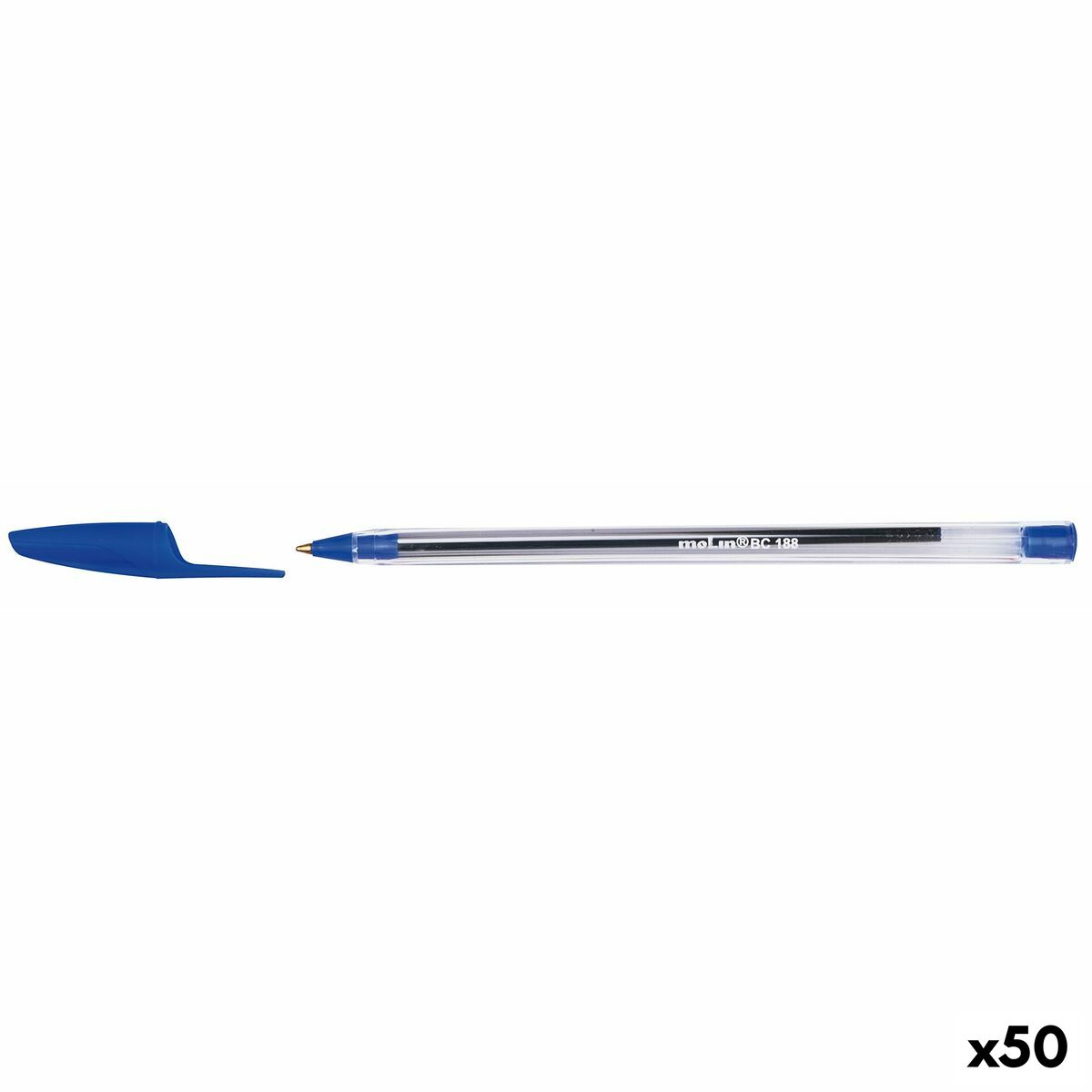 Caneta Molin BC188 Cristal 1 mm Azul (50 Unidades)
