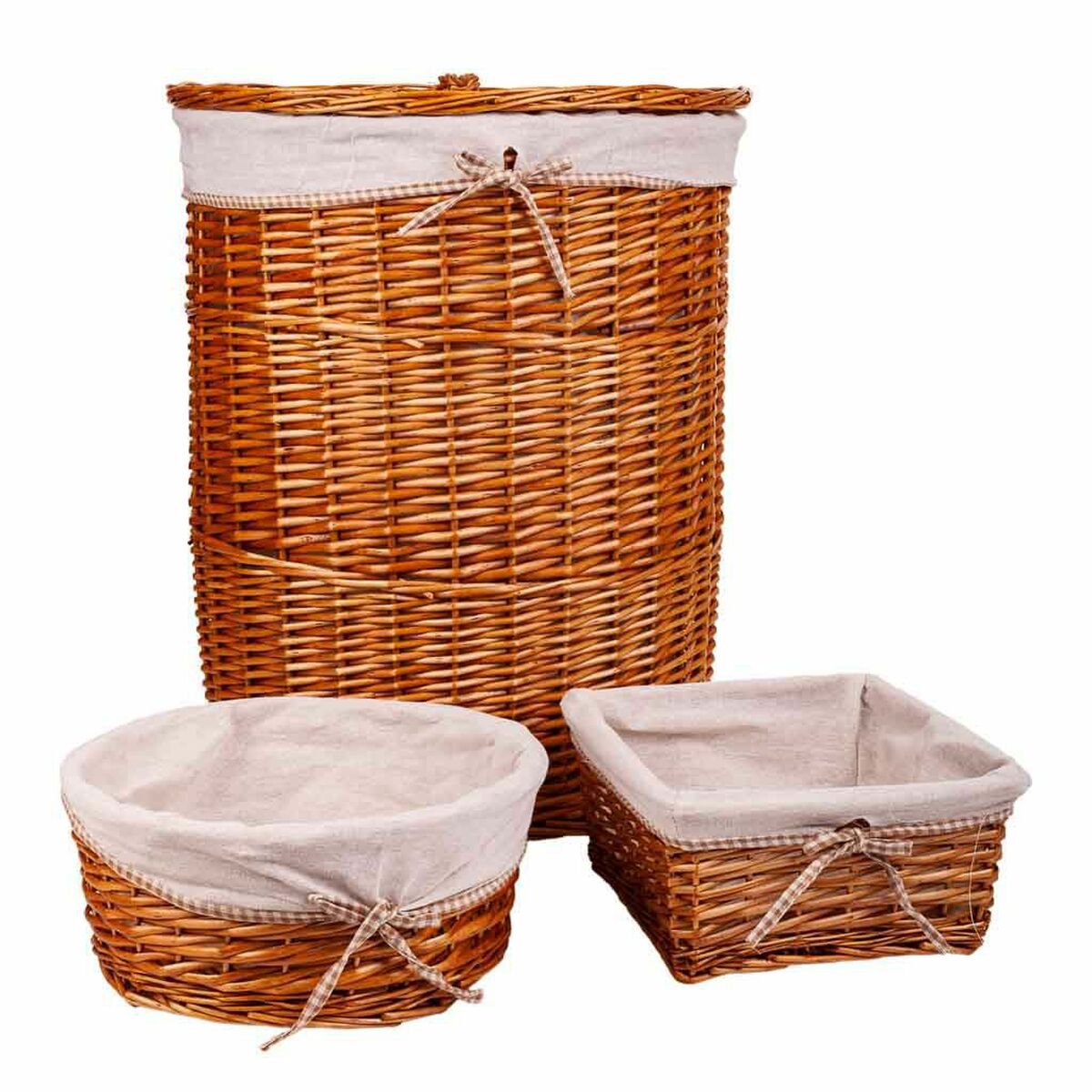 Cesto da Roupa Alexandra House Living Natural vime Madeira de salgueiro 29 x 15 x 29 cm 51 x 64 x 51 cm 36 x 15 x 36 cm 3 Peças