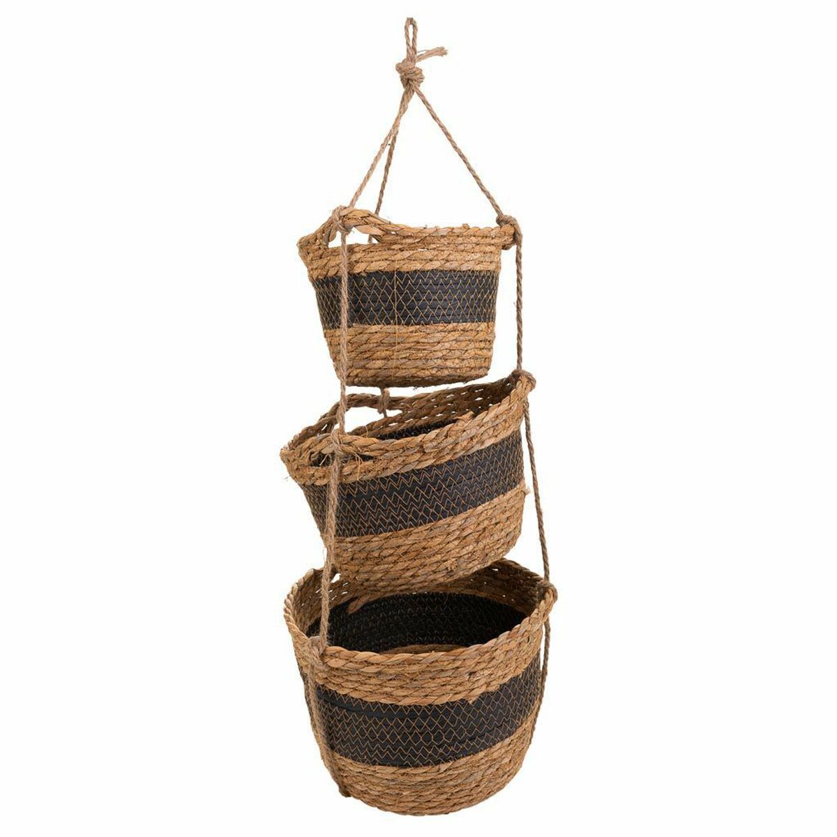 Conjunto de Cestos Alexandra House Living Preto Fibra natural 26 x 19 x 26 cm 22 x 16,5 x 22 cm 18 x 14,5 x 18 cm Para pendurar