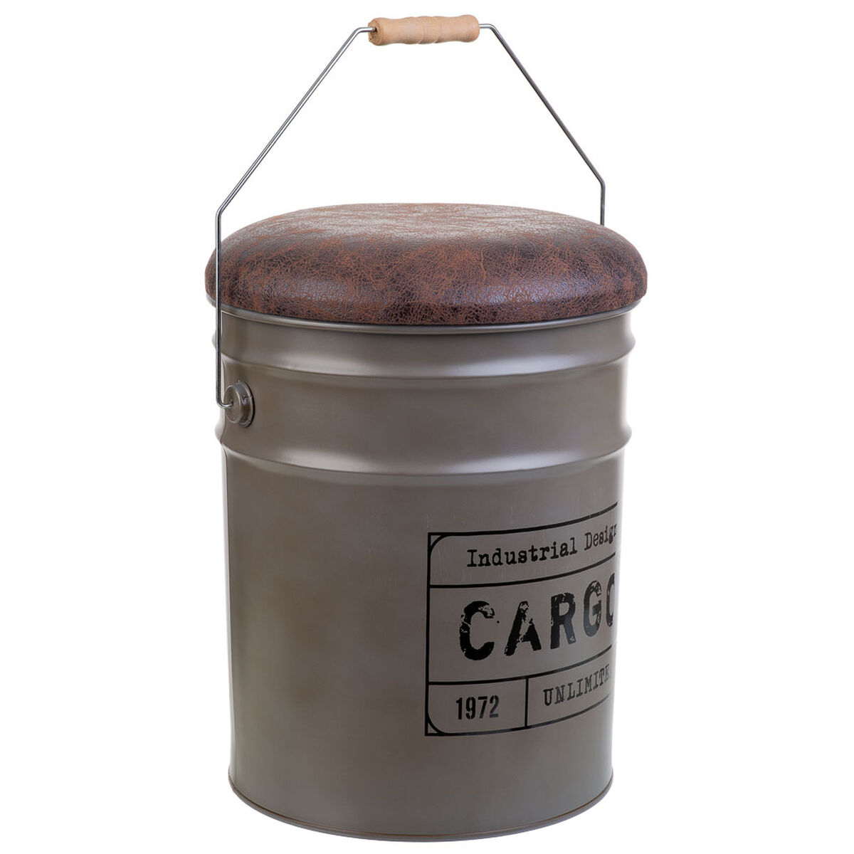 Cubo Alexandra House Living Castanho Cânhamo Metal Madeira de abeto 35 x 31 x 40 cm Com tampa Com pega