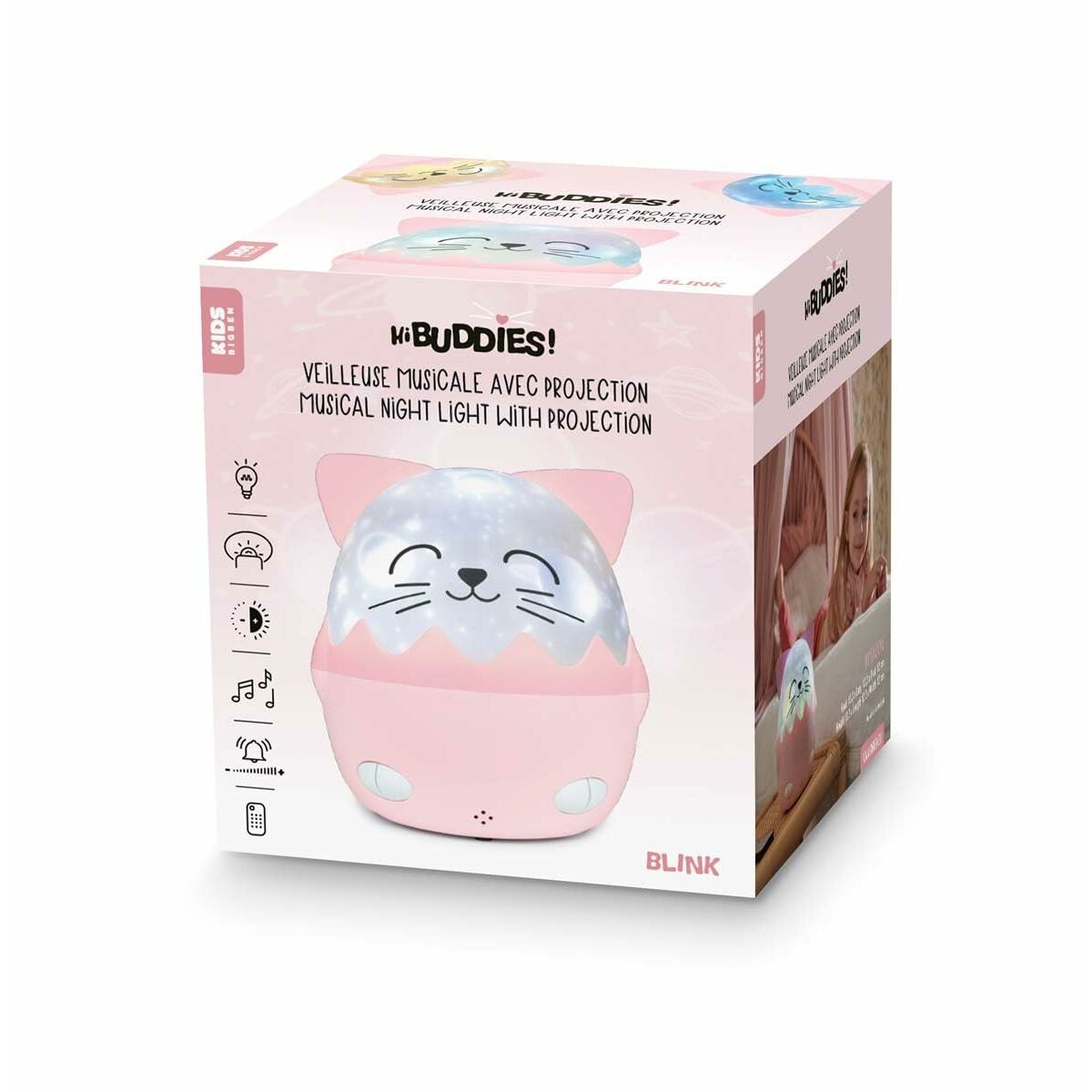 Luz noturna Bigben NLPKIDSCAT Cor de Rosa Plástico