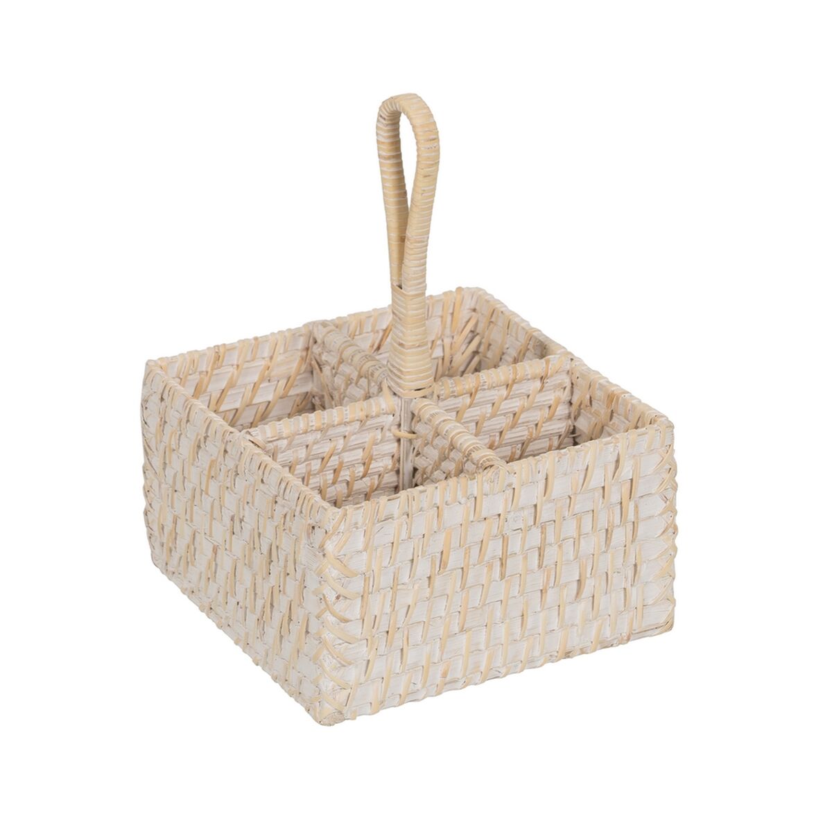 Cesto para talheres Branco Bambu Rotim 19 x 19 x 27 cm